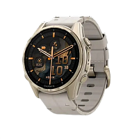 Garmin fēnix 8 – 43 mm, AMOLED Sapphire, Soft Gold with Limestone Leather Band