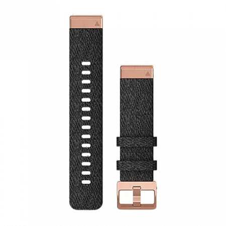 QuickFit 20 Watch Bands Heathered Black Nylon with Rose Gold Hardware