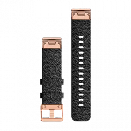 QuickFit 20 Watch Bands Heathered Black Nylon with Rose Gold Hardware