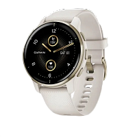 Garmin Venu 2 Plus Cream Gold Stainless Steel Bezel With Ivory Case And Silicone Band