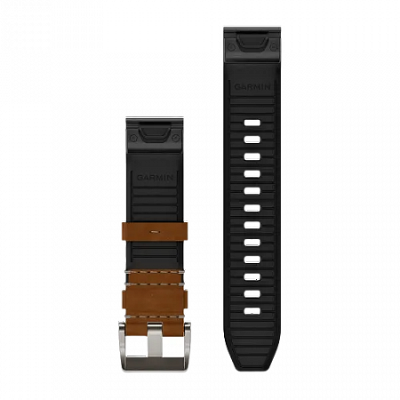 QuickFit 22 Watch Bands Leather/FKM hybrid strap, brown/black