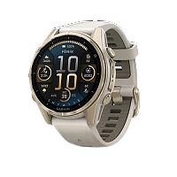 Garmin fēnix 8 – 43 mm, AMOLED Sapphire, Soft Gold with Fog grey/dark sandstone silicone band