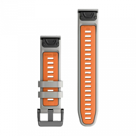 QuickFit 22 Watch Bands Fog Grey/Ember Orange Silicone
