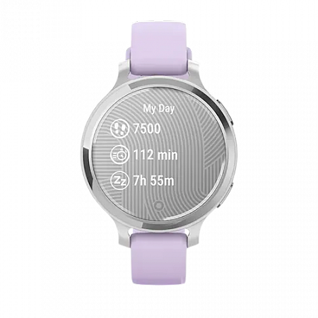 Garmin Lily 2 Active, Silver with Purple Jasmine Silicone Band