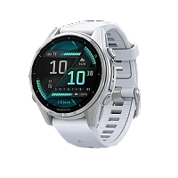 Garmin fēnix 8 – 43 mm, AMOLED, Silver with Whitestone silicone band