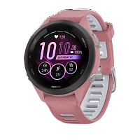 Garmin Forerunner 265s Black Bezel with Light Pink Case and Light Pink/Powder Grey Silicone Band