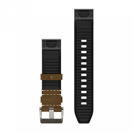 QuickFit 22 Watch Bands Leather/FKM hybrid strap, tundra/black